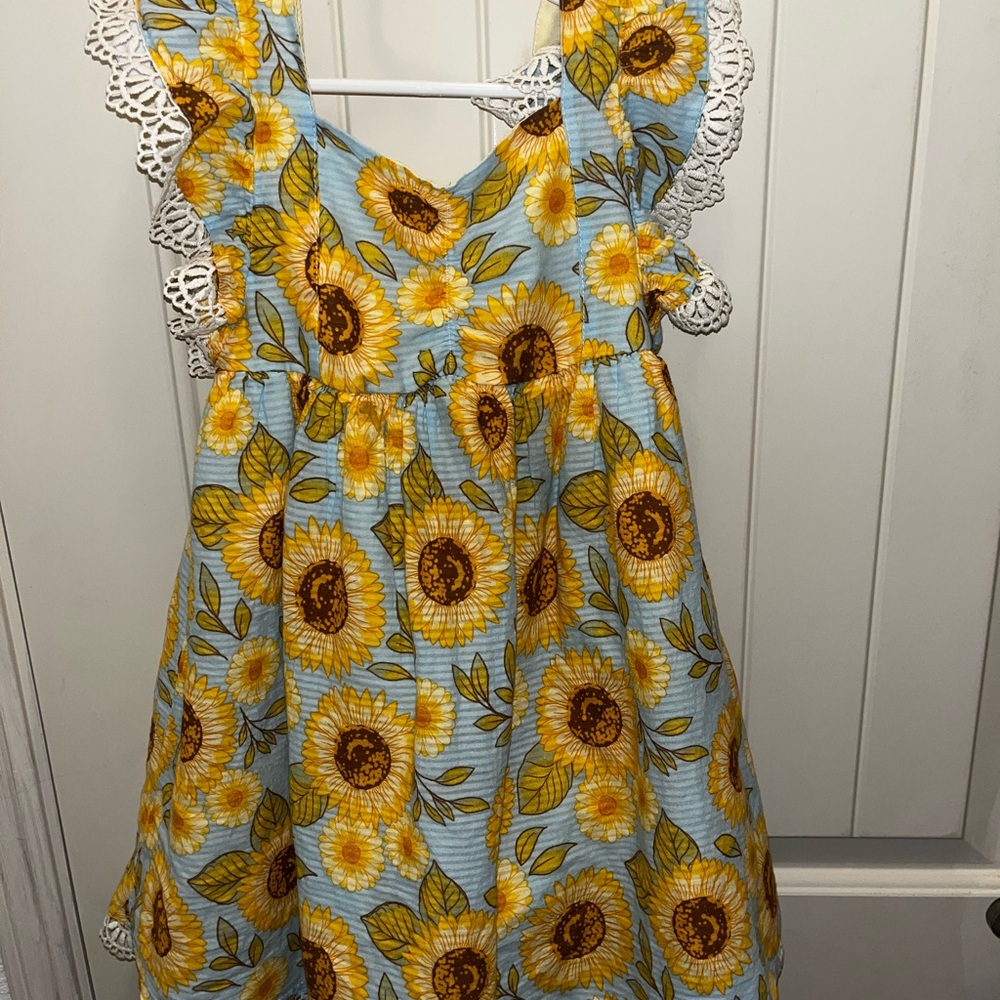 Cynthia Rowley Blue and Yellow Sunflower Dress